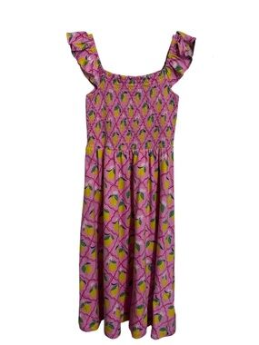 Mini Boden Size 9-10 Years Lemon Print Sun Dress Smocked Playtime Summer Spring